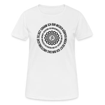 Kronenchakra Mantra SOHAM ich bin Frieden - Frauen T-Shirt atmungsaktiv - Weiß - Vorne - AI Model Female 172 dark (172cm)