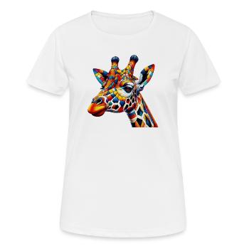 Girafe colorée et peinte comme Arlequin - T-shirt respirant Femme - blanc - Devant - AI Model Female 172 dark (172cm)