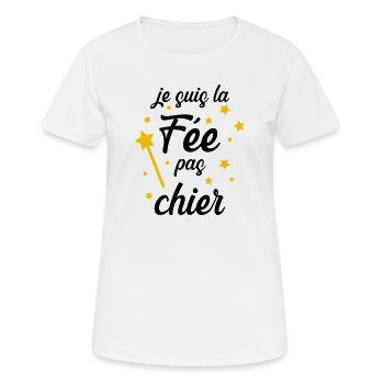 Je suis la Fée pas chier ! - T-shirt respirant Femme - blanc - Devant - AI Model Female 172 dark (172cm)