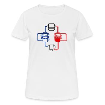 Pompe à chaleur rouge bleu - T-shirt respirant Femme - blanc - Devant - AI Model Female 172 dark (172cm)