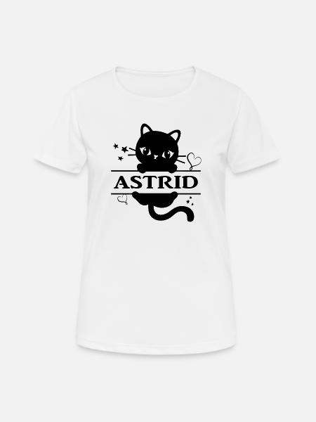 Astrid T-Shirt Katze Geschenkidee T-Shirt Katze - Frauen T-Shirt atmungsaktiv - Weiß