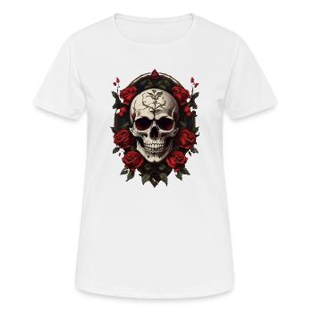 Gothic Schädel mit Rosenkranz - Frauen T-Shirt atmungsaktiv - Weiß - Vorne - AI Model Female 172 dark (172cm)
