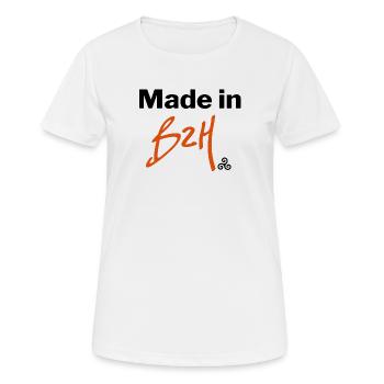 Made in BZH - T-shirt respirant Femme - blanc - Devant - AI Model Female 172 dark (172cm)