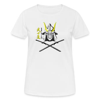 Samuraihelm Kabuto 5 - Frauen T-Shirt atmungsaktiv - Weiß - Vorne - AI Model Female 172 dark (172cm)