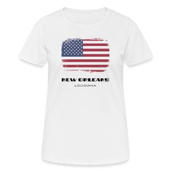 La Nouvelle-Orléans, Louisiane, États-Unis - T-shirt respirant Femme - blanc - Devant - AI Model Female 172 dark (172cm)