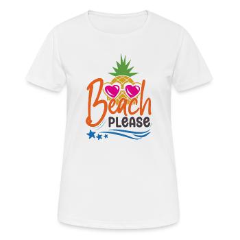Strand bitte - Frauen T-Shirt atmungsaktiv - Weiß - Vorne - AI Model Female 172 dark (172cm)
