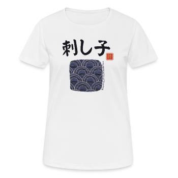 Sashiko - Japanische Stickerei - Sticken - Japan - Frauen T-Shirt atmungsaktiv - Weiß - Vorne - AI Model Female 172 dark (172cm)