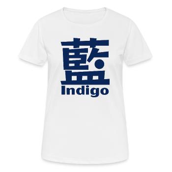 Indigo - Japonais - Bleu - Kanji - Japon - T-shirt respirant Femme - blanc - Devant - AI Model Female 172 dark (172cm)