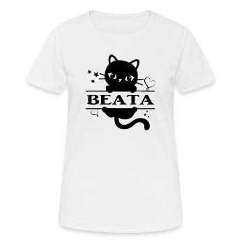 Beata T-Shirt T-Shirt Katze Geschenk T-Shirt Katze Katze - Frauen T-Shirt atmungsaktiv - Weiß - Vorne - AI Model Female 172 dark (172cm)