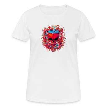 Ein teuflisches Getränk in einer Schädeltasse - Frauen T-Shirt atmungsaktiv - Weiß - Vorne - AI Model Female 172 dark (172cm)