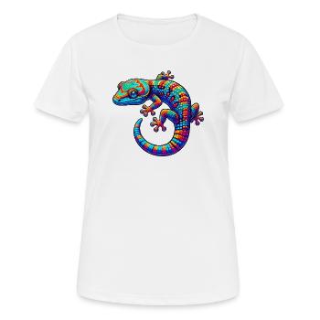 Gecko - Frauen T-Shirt atmungsaktiv - Weiß - Vorne - AI Model Female 172 dark (172cm)