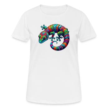 Gecko - Frauen T-Shirt atmungsaktiv - Weiß - Vorne - AI Model Female 172 dark (172cm)