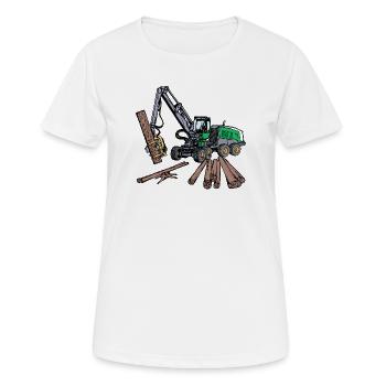 Boiseries, Bois, Bois, Bois, Bûcheron, Tronçonneuse, Forestier - T-shirt respirant Femme - blanc - Devant - AI Model Female 172 dark (172cm)