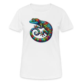 Gecko - Frauen T-Shirt atmungsaktiv - Weiß - Vorne - AI Model Female 172 dark (172cm)