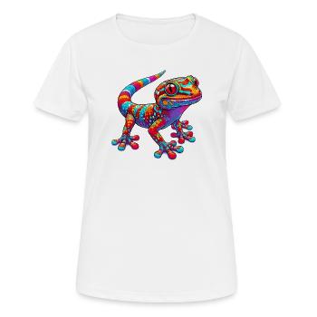 Gecko - Frauen T-Shirt atmungsaktiv - Weiß - Vorne - AI Model Female 172 dark (172cm)