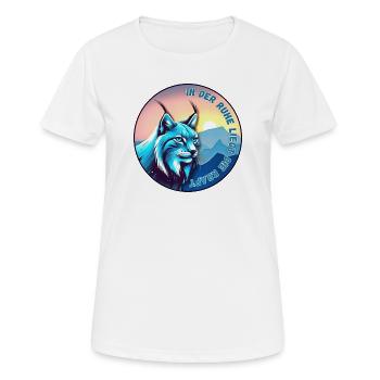 Luchs bei Sonnenuntergang – Ruhe und Kraft - Frauen T-Shirt atmungsaktiv - Weiß - Vorne - AI Model Female 172 dark (172cm)