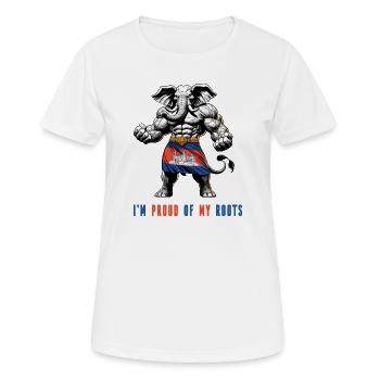 Ich bin stolz auf meine Fährten Kambodscha - Frauen T-Shirt atmungsaktiv - Weiß - Vorne - AI Model Female 172 dark (172cm)