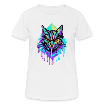 Chat Art Street Art Graffiti Dessin - T-shirt respirant Femme - blanc - Devant - AI Model Female 172 dark (172cm)