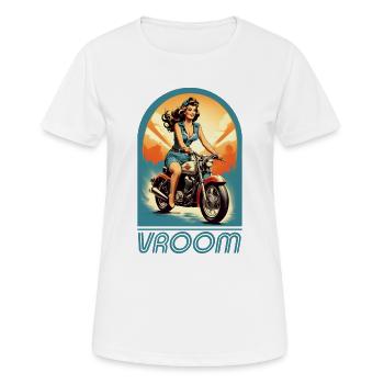 Illustration Retro 60s Femme Pilote de Moto - T-shirt respirant Femme - blanc - Devant - AI Model Female 172 dark (172cm)