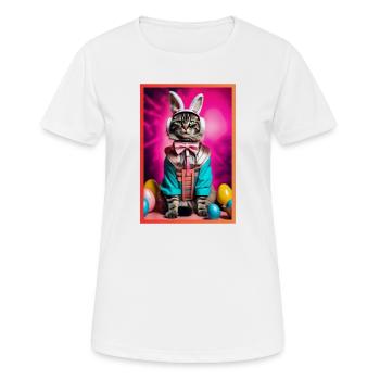 Cats in bunny armour with headphones - Women's Breathable T-Shirt - white - Front - AI Model Female 172 dark (172cm)