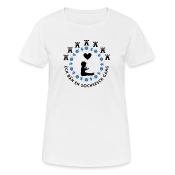 Siebenbürger Kinder Design "Sochsesch Gang" - Frauen T-Shirt atmungsaktiv - Weiß - Vorne - AI Model Female 172 dark (172cm)