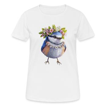 Couronne florale d’oiseau - T-shirt respirant Femme - blanc - Devant - AI Model Female 172 dark (172cm)