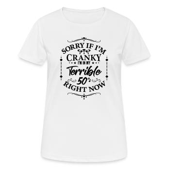 Schreckliche 50er – Humor über die Wechseljahre - Frauen T-Shirt atmungsaktiv - Weiß - Vorne - AI Model Female 172 dark (172cm)