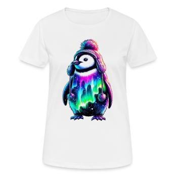 Aurora Borealis Pinguin - Frauen T-Shirt atmungsaktiv - Weiß - Vorne - AI Model Female 172 dark (172cm)