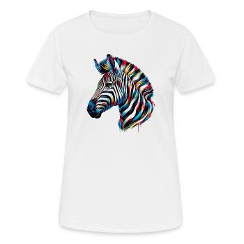 Zebra - Frauen T-Shirt atmungsaktiv - Weiß - Vorne - AI Model Female 172 dark (172cm)