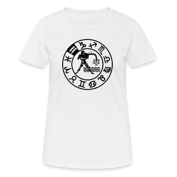 Signe du zodiaque Verseau dans le cercle des douze signes - T-shirt respirant Femme - blanc - Devant - AI Model Female 172 dark (172cm)