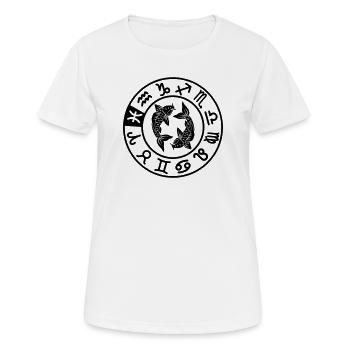 Signe du zodiaque Poissons dans le cercle des douze signes - T-shirt respirant Femme - blanc - Devant - AI Model Female 172 dark (172cm)