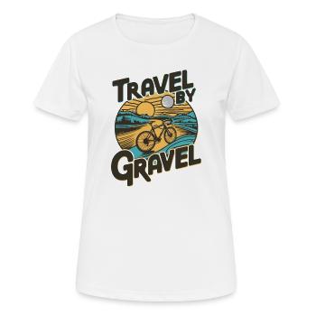 Reisen auf Schotter: Retro-Fahrrad-Sonnenuntergang - Frauen T-Shirt atmungsaktiv - Weiß - Vorne - AI Model Female 172 dark (172cm)