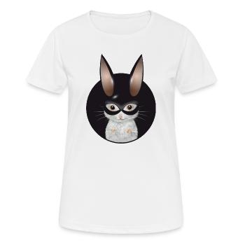 Souris blanche mignonne avec masque de lapin en patch - T-shirt respirant Femme - blanc - Devant - AI Model Female 172 dark (172cm)