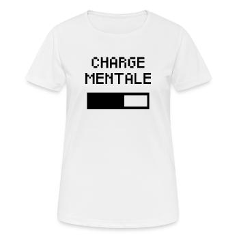 Charge Mentale – Batterie Qui se Vide - Femme - T-shirt respirant Femme - blanc - Devant - AI Model Female 172 dark (172cm)