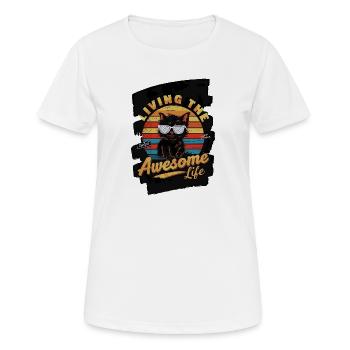 Cool Cat with Sunbeams and Sunglasses - Women's Breathable T-Shirt - white - Front - AI Model Female 172 dark (172cm)