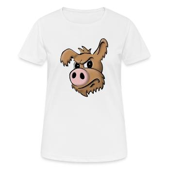 Chien cochon sceptique - T-shirt respirant Femme - blanc - Devant - AI Model Female 172 dark (172cm)