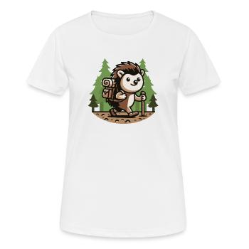Trail Trekker : Le hérisson de randonnée - T-shirt respirant Femme - blanc - Devant - AI Model Female 172 dark (172cm)