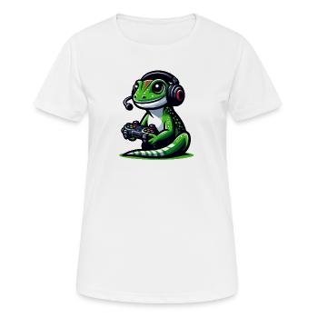 Gecko Gamer : Maîtriser la jungle des joysticks - T-shirt respirant Femme - blanc - Devant - AI Model Female 172 dark (172cm)