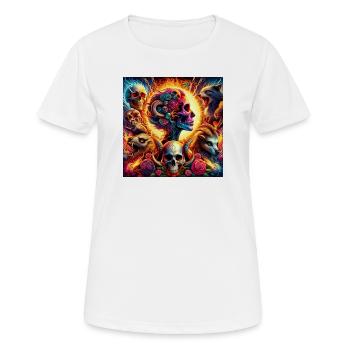 Crânes de fleurs vibrantes et chlorols - T-shirt respirant Femme - blanc - Devant - AI Model Female 172 dark (172cm)