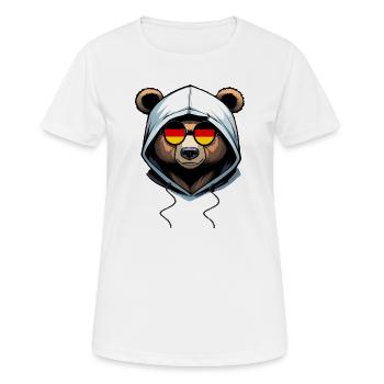 Bear wearing a hoodie - Women's Breathable T-Shirt - white - Front - AI Model Female 172 dark (172cm)