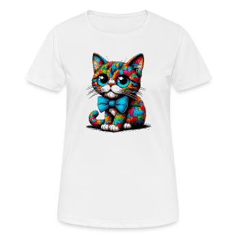 Chat avec noeud papillon - T-shirt respirant Femme - blanc - Devant - AI Model Female 172 dark (172cm)