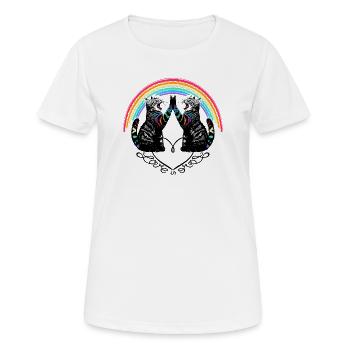 Katzen Regenbogen Love is Love Reflection - Frauen T-Shirt atmungsaktiv - Weiß - Vorne - AI Model Female 172 dark (172cm)