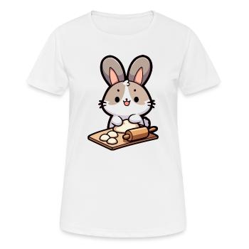 Bunny Baker: Der Teig-Delighter - Frauen T-Shirt atmungsaktiv - Weiß - Vorne - AI Model Female 172 dark (172cm)