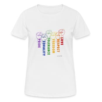 Solidarité et fierté - T-shirt respirant Femme - blanc - Devant - AI Model Female 172 dark (172cm)