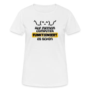 Programmeur de script de code de déclaration du développeur - T-shirt respirant Femme - blanc - Devant - AI Model Female 172 dark (172cm)