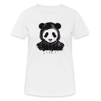 witziger Panda Bär Kopf mit Hoodie Kapuze - Frauen T-Shirt atmungsaktiv - Weiß - Vorne - AI Model Female 172 dark (172cm)