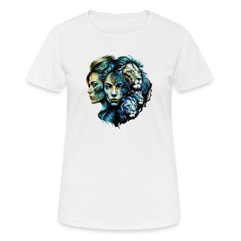 Die starke Präsenz der Löwen - Frauen T-Shirt atmungsaktiv - Weiß - Vorne - AI Model Female 172 dark (172cm)