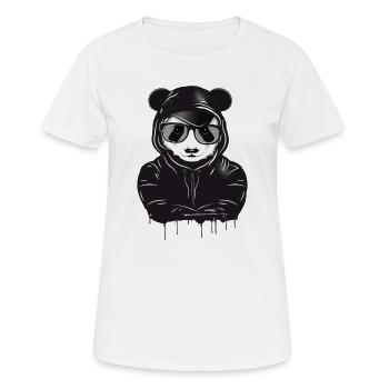 witziger Panda Bär mit Hoodie,Basecap und Brille - Frauen T-Shirt atmungsaktiv - Weiß - Vorne - AI Model Female 172 dark (172cm)