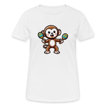 Singe Maraca : le primate musical - T-shirt respirant Femme - blanc - Devant - AI Model Female 172 dark (172cm)
