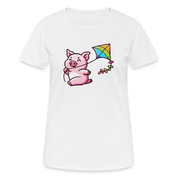 Das Drachenabenteuer des luftigen Ferkels - Frauen T-Shirt atmungsaktiv - Weiß - Vorne - AI Model Female 172 dark (172cm)